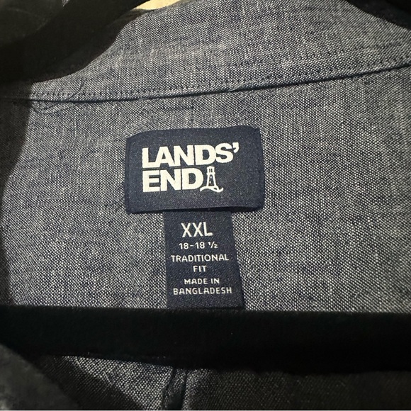 Lands End‎ dark wash men’s button down shirt XXL dress big and tall - Picture 4 of 5